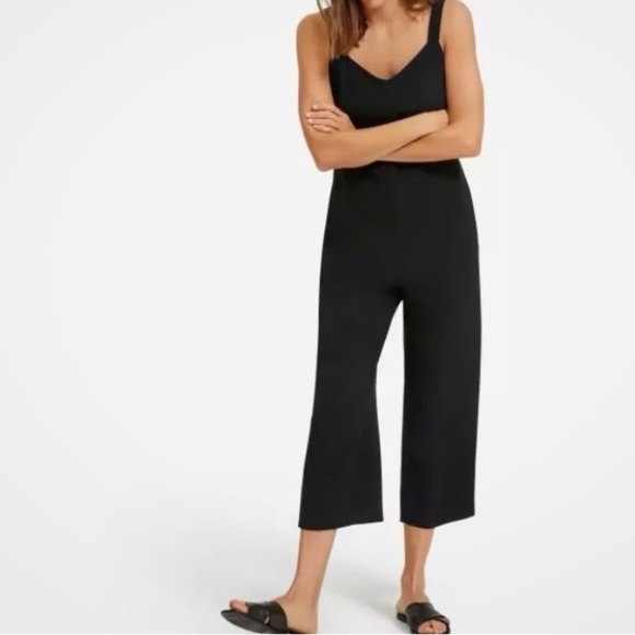 Everlane The Japanese GoWeave Slip Jumpsuit Black Plus Size 16 Cropped Wide leg - Picture 1 of 16